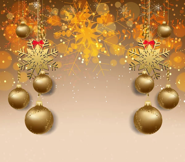 Feliz Natal e feliz ano novo 2018 papel de parede bolas de ouro — Vetor de Stock