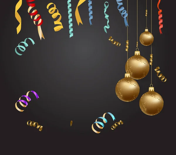 Feliz año nuevo 2018 fondo con confeti de oro y encaje de colores negros para el texto — Vector de stock