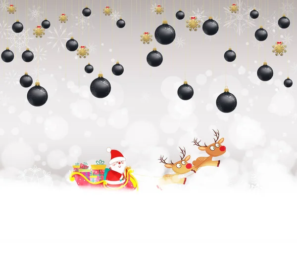 Bolas de Navidad fondo con Santa Claus y ciervos — Vector de stock