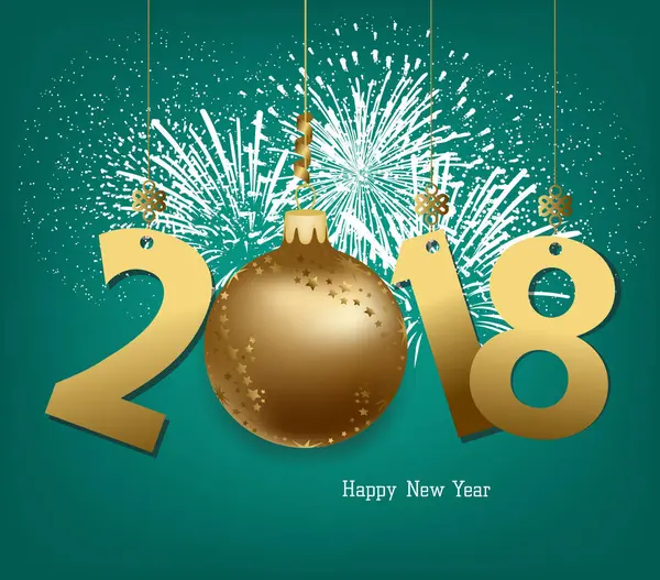 Mutlu yeni yıl 2018 altın topu atma ve havai fişek ile
