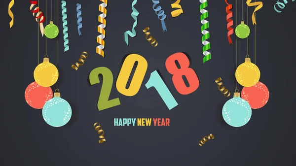 Szczęśliwego nowego roku 2018 konfetti uroczystości. Ozdoba pozdrowienie Colorfull — Wektor stockowy