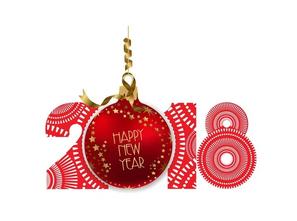 Lujo Elegante Feliz Navidad y feliz año nuevo 2018 cartel. Nube y bolas rojas de Navidad — Archivo Imágenes Vectoriales