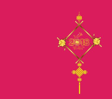 Yeni yıl 2018 çokgen çizgi açık renkli. Köpek yılı