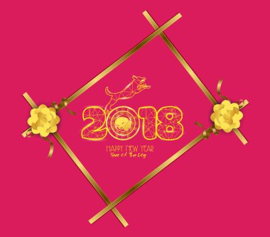 Yeni yıl 2018 çokgen çizgi açık renkli. Köpek yılı