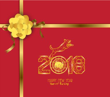 Yeni yıl 2018 çokgen çizgi açık renkli. Köpek yılı