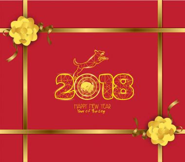 Yeni yıl 2018 çokgen çizgi açık renkli. Köpek yılı