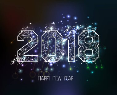 Yeni yıl 2018 poligonal LINE lambasının arka plan