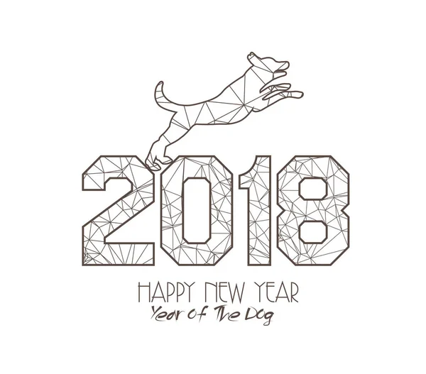 Año Nuevo 2018 línea poligonal Fondo. Año del perro — Archivo Imágenes Vectoriales