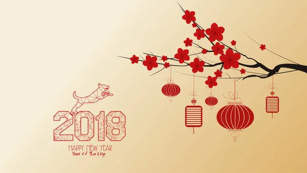 Güzel mutlu yeni yıl 2018 duvar kağıtları. Köpek yılı (hiyeroglif: köpek) — Stok Vektör