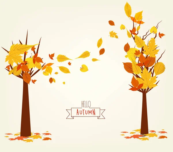 Εικονογράφηση φορέα σχεδιασμού του φθινοπώρου. Φθινοπωρινό δέντρο φόντο — Διανυσματικό Αρχείο