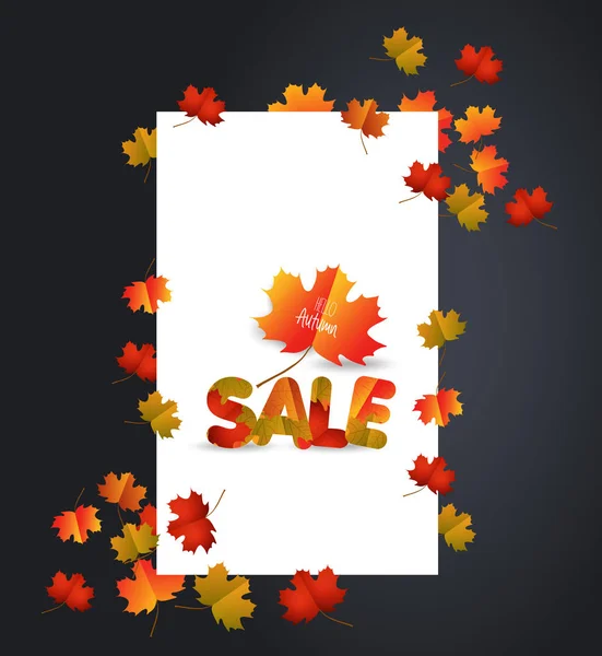 White blank with autumn maple leaves on background for design banner, ticket, leaflet, card, poster — Stock Vector