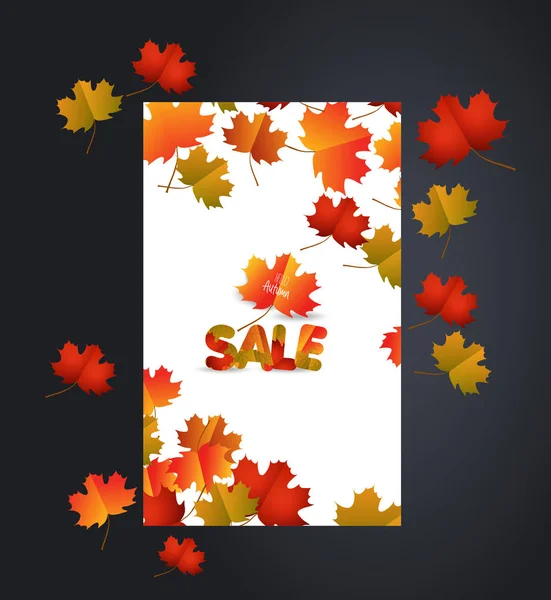 Blanco en blanco con hojas de arce de otoño en el fondo para banner de diseño, boleto, folleto, tarjeta, póster — Archivo Imágenes Vectoriales