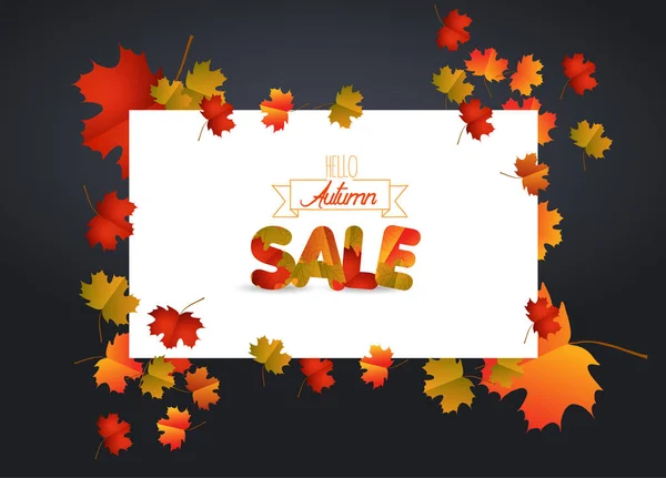 Weißer Rohling mit Herbst-Ahornblättern auf Hintergrund für Designbanner, Eintrittskarte, Faltblatt, Karte, Plakat — Stockvektor