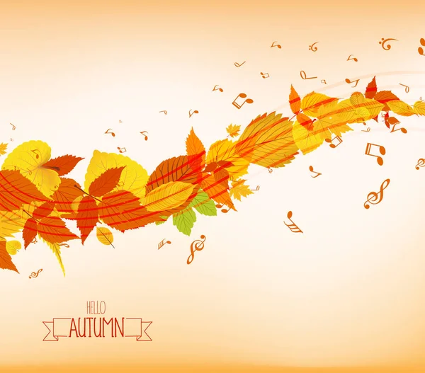 Illustration vectorielle d'une feuille d'automne et la comédie musicale est mon fond d'âme — Image vectorielle