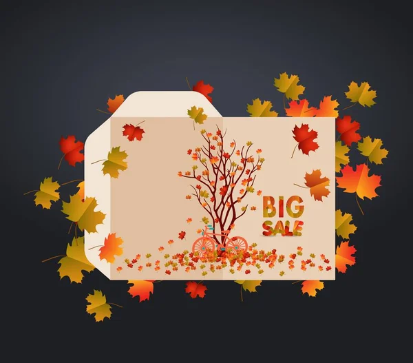 Geschnitzte Hochzeitsumschläge. Fotobuchschachtel und Briefumschlag mit dekorativen Herbstelementen — Stockvektor