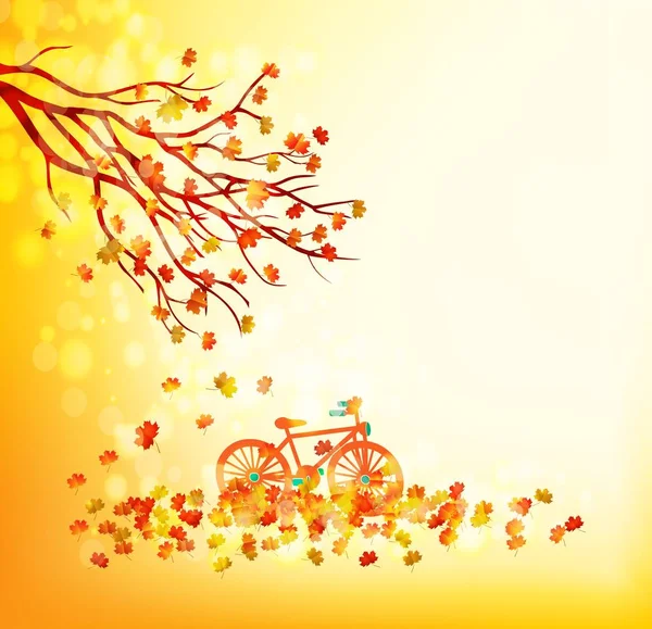 Olá outono Ilustração de uma floresta no outono com folhas caindo — Vetor de Stock
