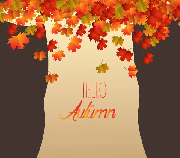 Árbol abstracto, hojas de otoño brownie cayendo — Vector de stock
