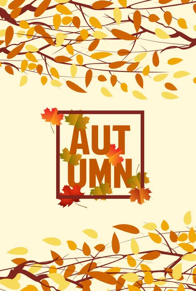 Banner met de woorden herfst. Herfstbladeren achtergrond — Stockvector