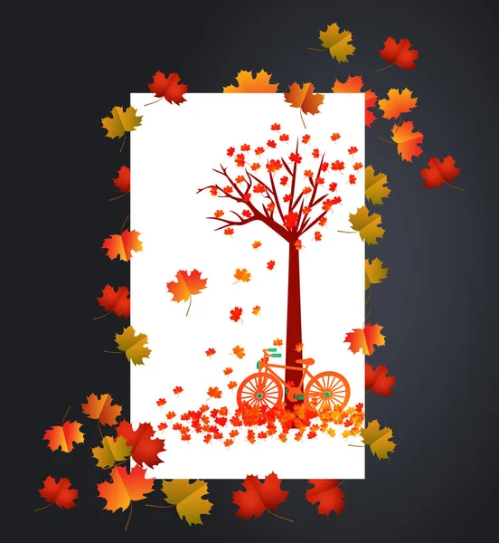 Latar belakang musim gugur dengan kartu maple leaves - Stok Vektor