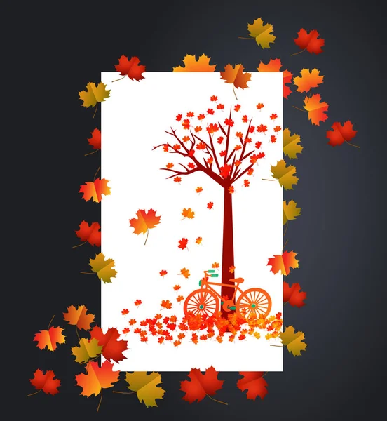 Fondo de otoño con tarjeta de hojas de arce — Vector de stock