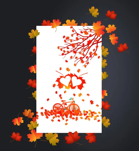 Podzimní pozadí s maple listy karet — Stockový vektor