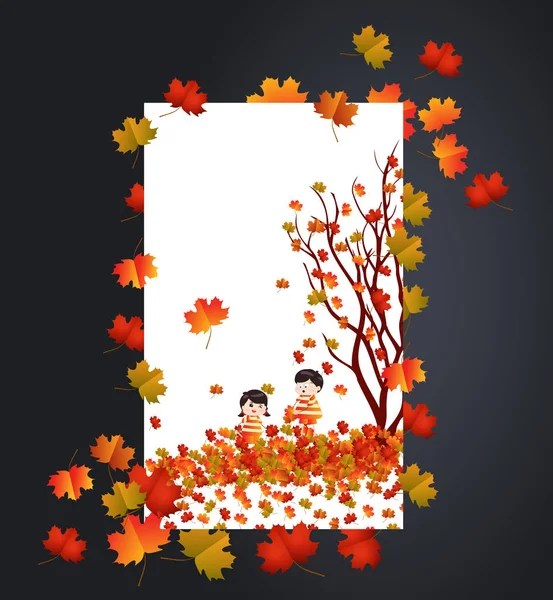 Fondo de otoño con tarjeta de hojas de arce — Vector de stock