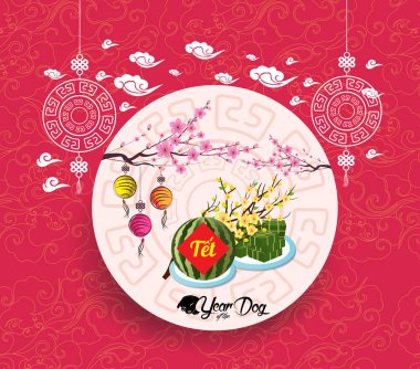 Pişmiş kare yapışkan pirinç keki, Vietnamca yeni yıl. (Çeviri 