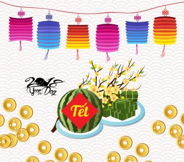 Pişmiş kare yapışkan pirinç keki, Vietnamca yeni yıl. (Çeviri 