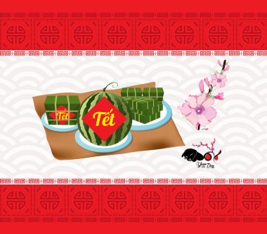 Pişmiş kare yapışkan pirinç keki, Vietnamca yeni yıl. (Çeviri 