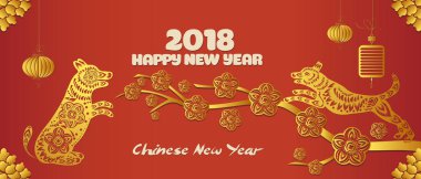 Kabile tarzı ve yeni yılın metin içinde a köpek ile banner 