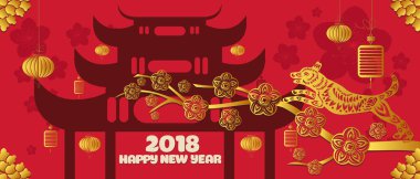 Kabile tarzı ve yeni yılın metin içinde a köpek ile banner