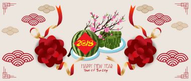 Kabile tarzı ve yeni yılın metin içinde a köpek ile banner