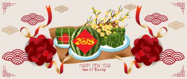 Kabile tarzı ve yeni yılın metin içinde a köpek ile banner 