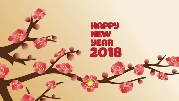 Decoración de año nuevo chino para el festival de primavera en flor — Archivo Imágenes Vectoriales