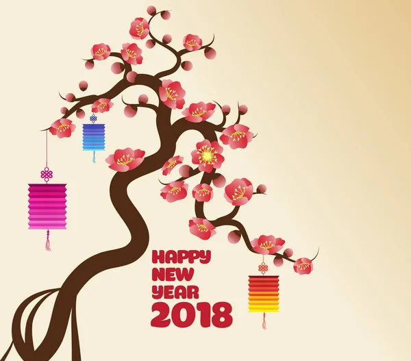 Kinesiska nyåret lykta dekoration för blossom vårfest — Stock vektor