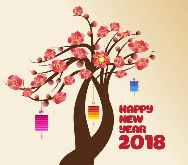 Decoração de lanterna de ano novo chinês para festival de primavera de flor — Vetor de Stock