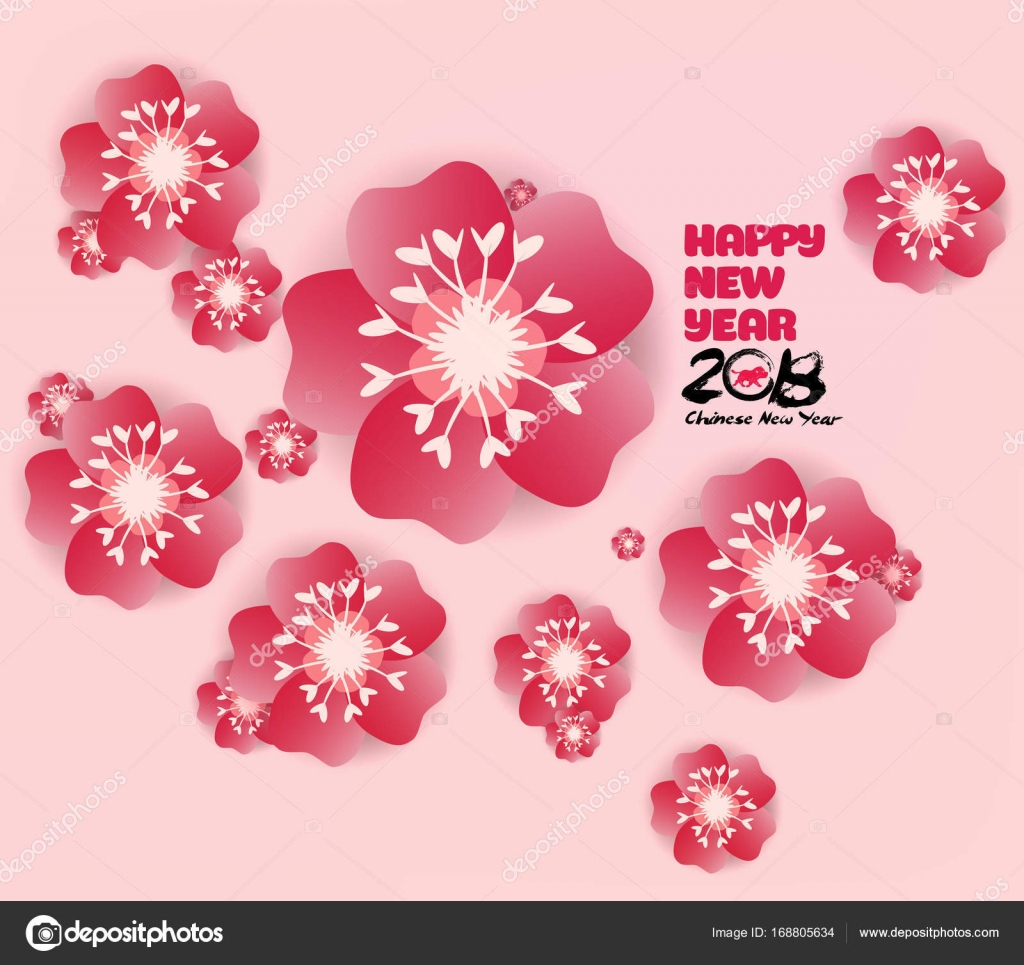中国の旧正月背景が桜の枝に咲く — ストックベクター © ngocdai86 #168805634