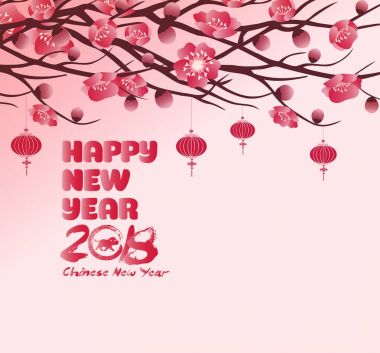 Çin yeni yılı arka plan Sakura Şubesi çiçeklenme