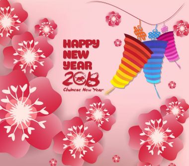 Çin yeni yılı arka plan Sakura Şubesi çiçeklenme