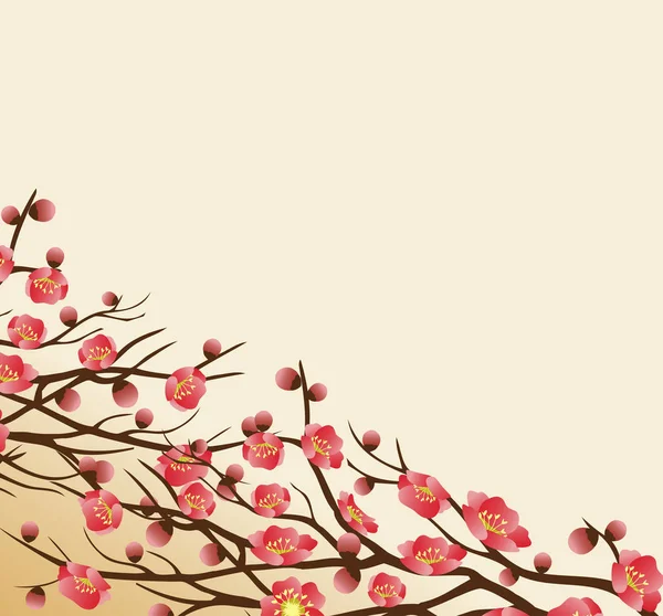 Κινέζικο νέο έτος φόντο ανθισμένα κλαδιά sakura — Διανυσματικό Αρχείο