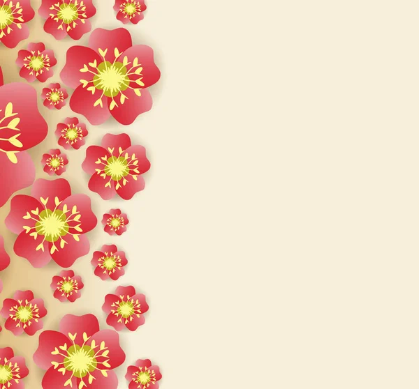 Nouvel an chinois fond fleurs branches sakura — Image vectorielle