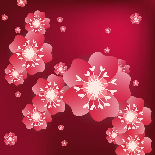 盛开的樱花树枝的农历新年背景 — 图库矢量图片