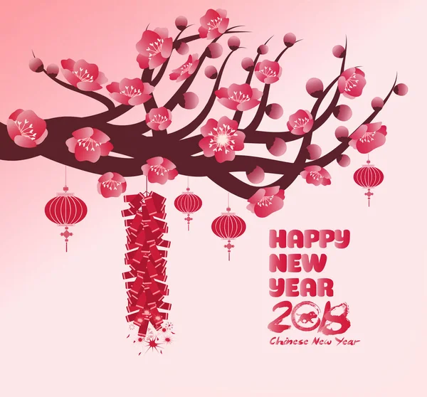 Chinese new year background blossom sakura branches — Stock Vector