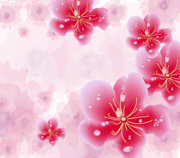 盛开的樱花树枝的农历新年背景 — 图库矢量图片