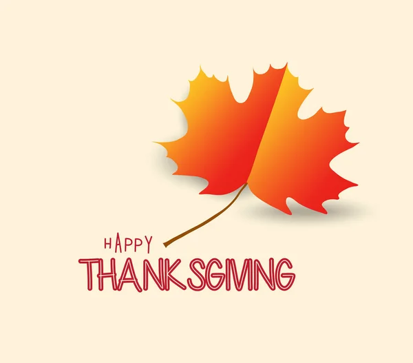 Happy Thanksgiving Day Design mit orangem Ahornblatt auf Hintergrund — Stockvektor