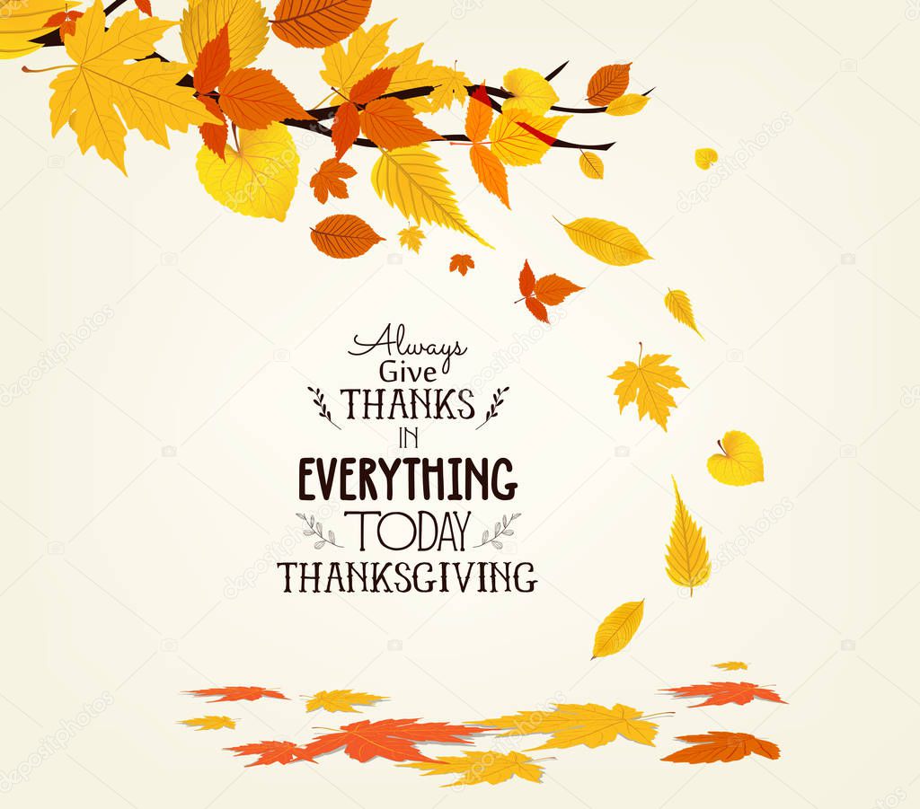 Happy Thanksgiving Day. Vector Illustration of an Autumn Design. Autumn tree background 