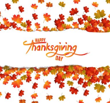 Mutlu Şükran günü sonbahar ile izole üzerinde beyaz arka plan bırakır