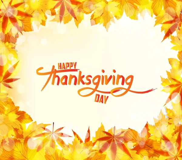 Happy Thanksgiving Day. Autumn leaves background — Stock Vector