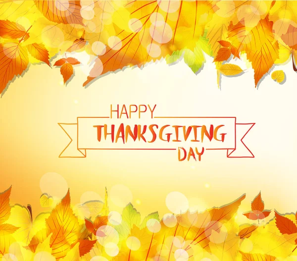 Happy Thanksgiving Day. Thanksgiving leaves background — Stock Vector