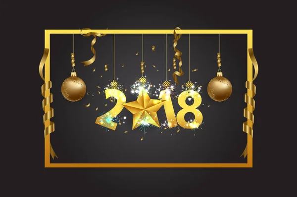 Поздравления с Новым 2018 годом фон с золотой звездой — стоковый вектор